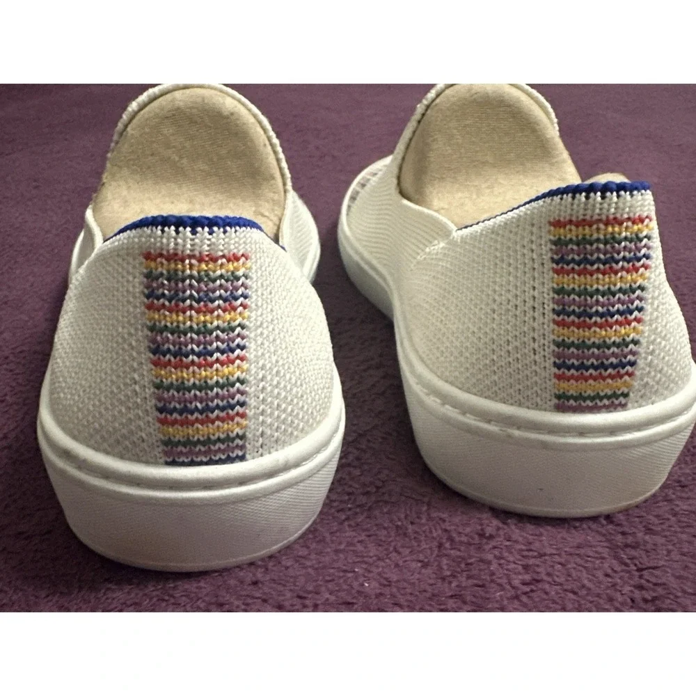 Rothy's Size EU 33 / US K2 The Kid White Rainbow Knit Slip On Sneaker Shoes